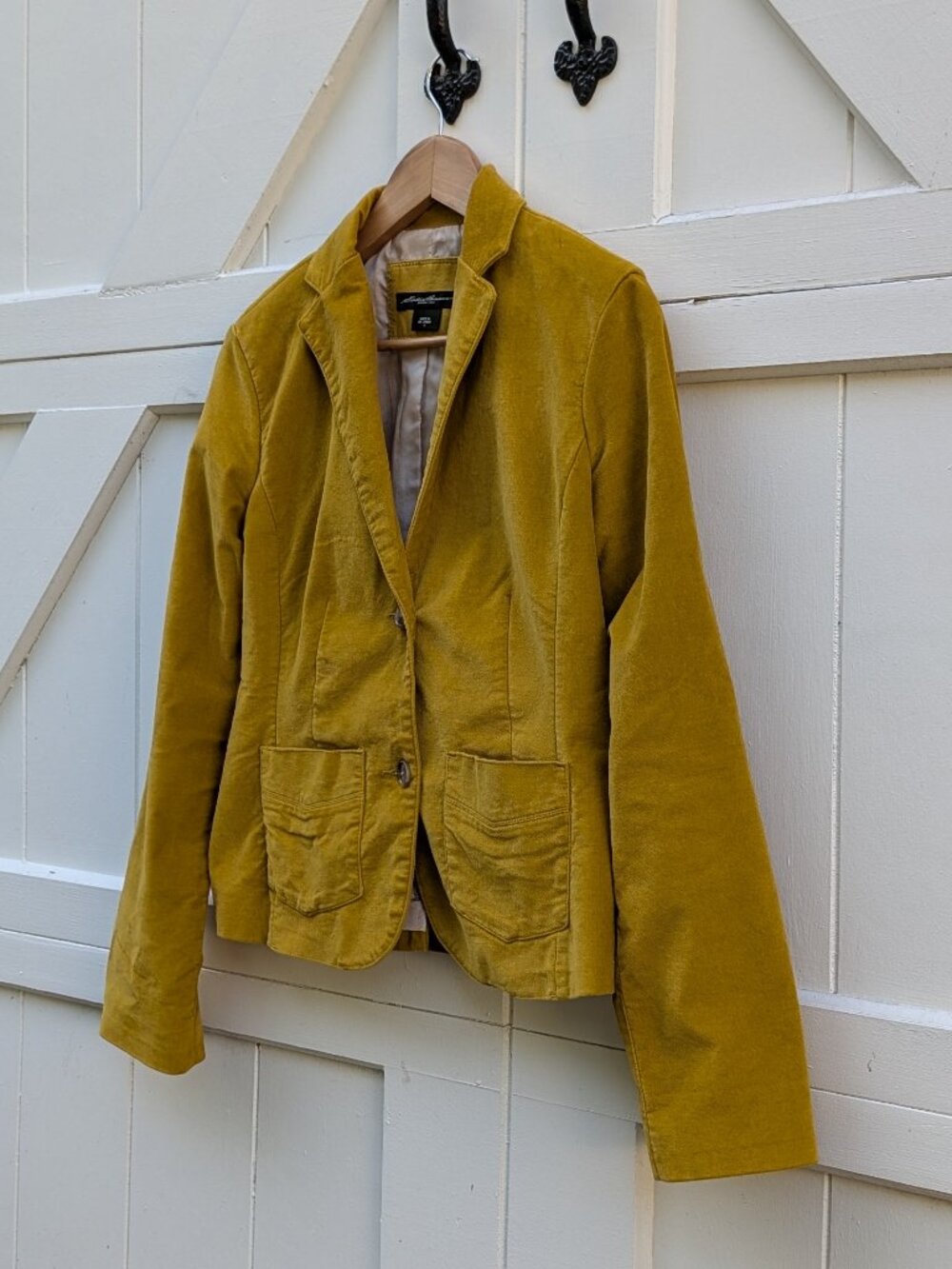 Eddie Bauer Mustard Yellow Marigold Fine Wale Corduroy Blazer Jacket 4